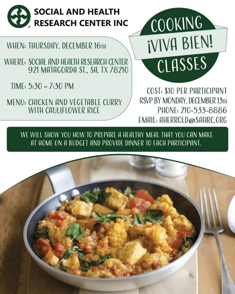 Cooking Class Flyer: Chicken and Vegetable Curry with Cauliflower Rice